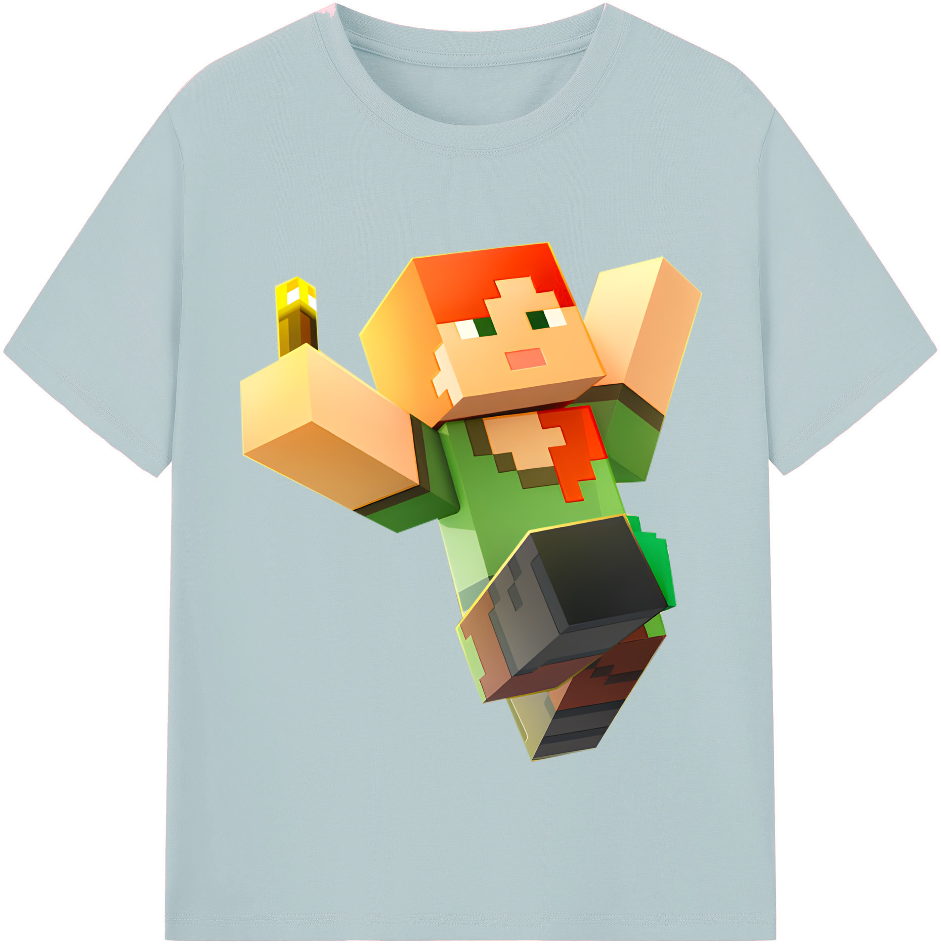 （画像用） マインクラフト ブロックの世界 Minecraft MC Block world 綿100％半袖Tシャツ（フロントプリント）